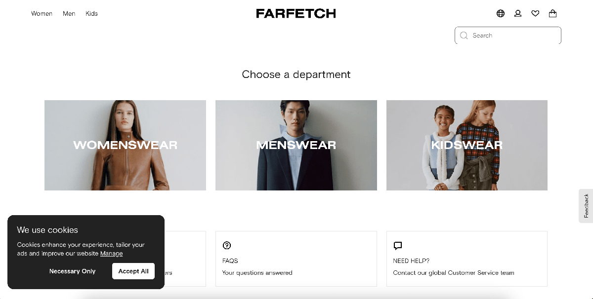 Farfetch web design