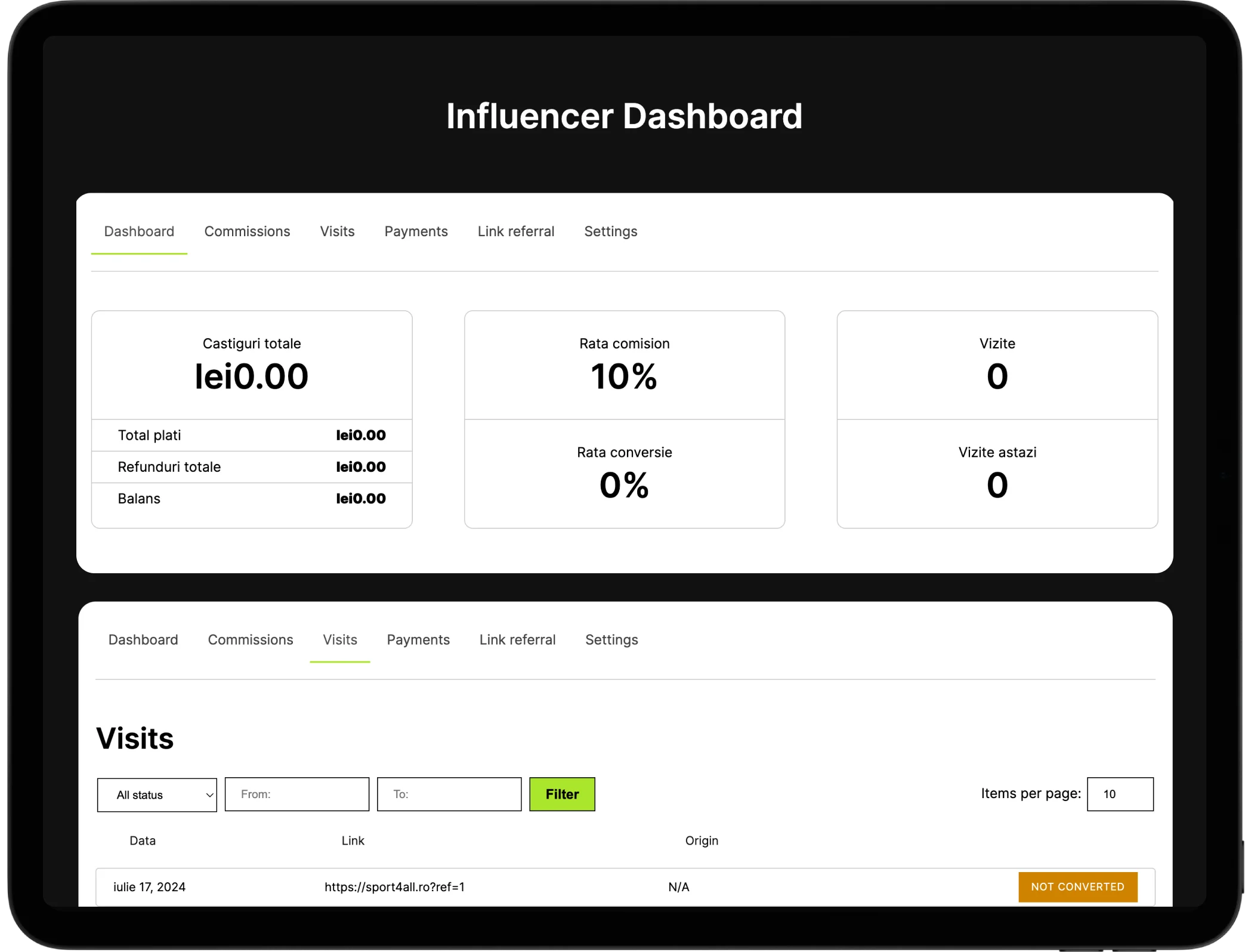 influencer commission