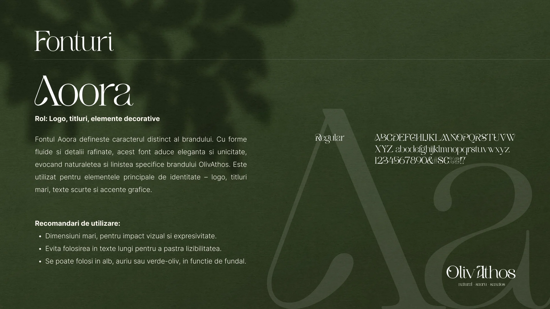 OlivAthos brand font Aoora