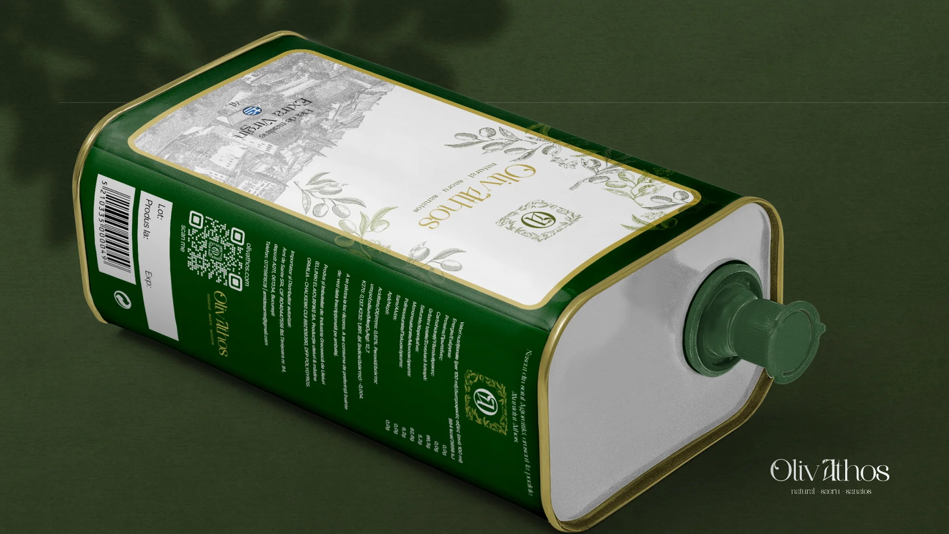 OlivAthos oil packaging design
