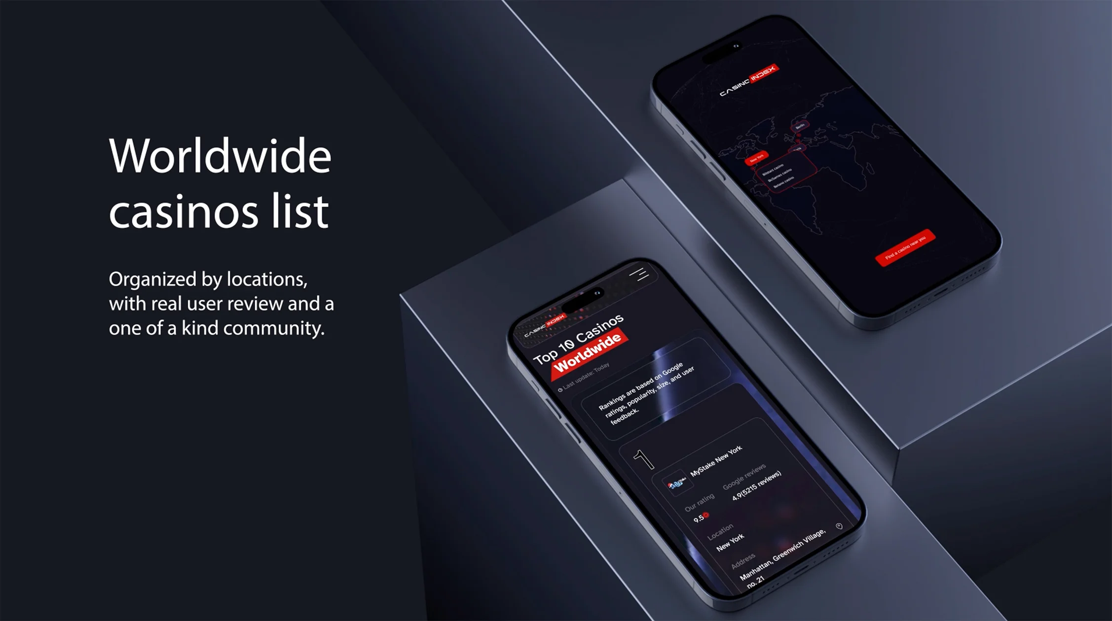 Casino listings, designed by Creatif