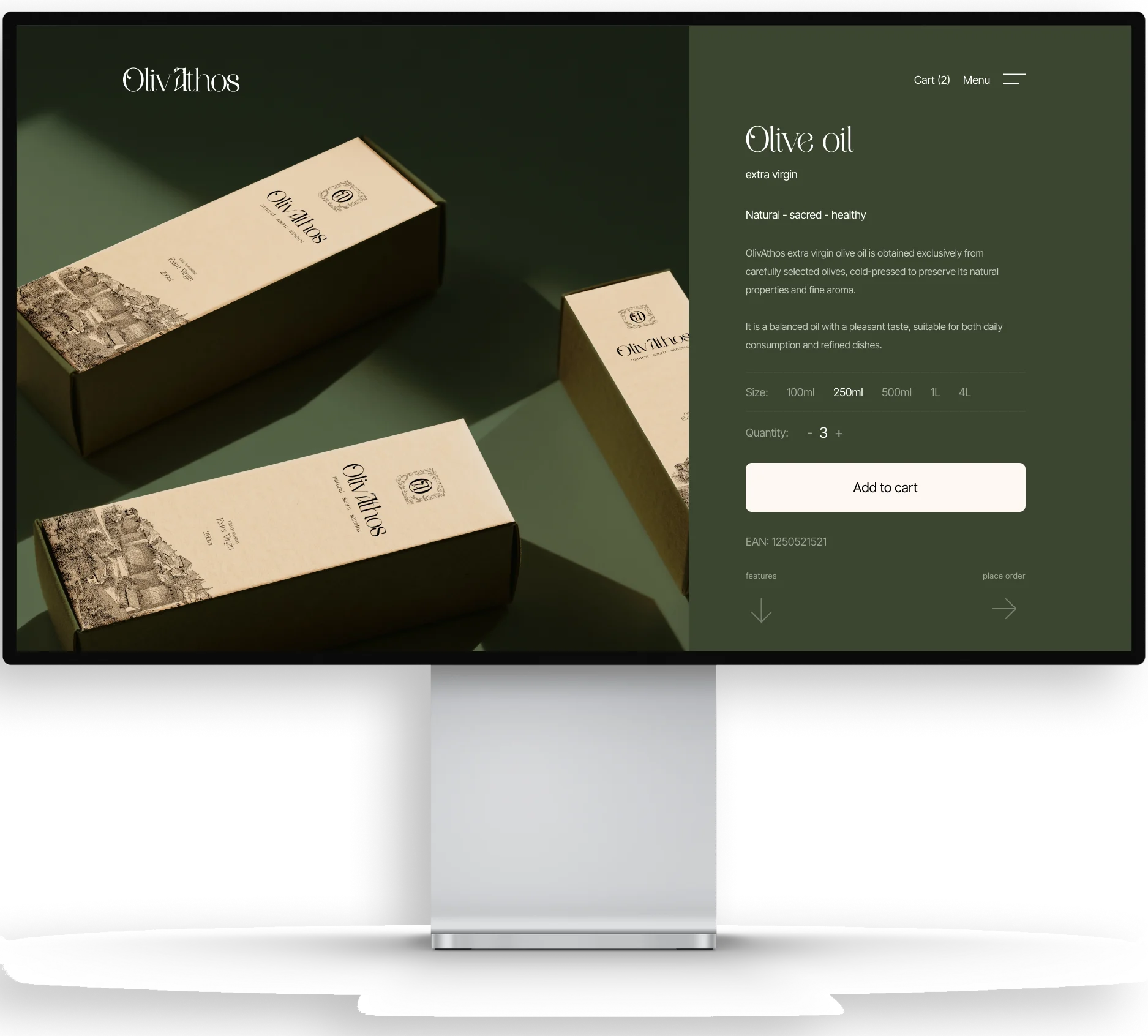 ecommerce olive oil webdesign