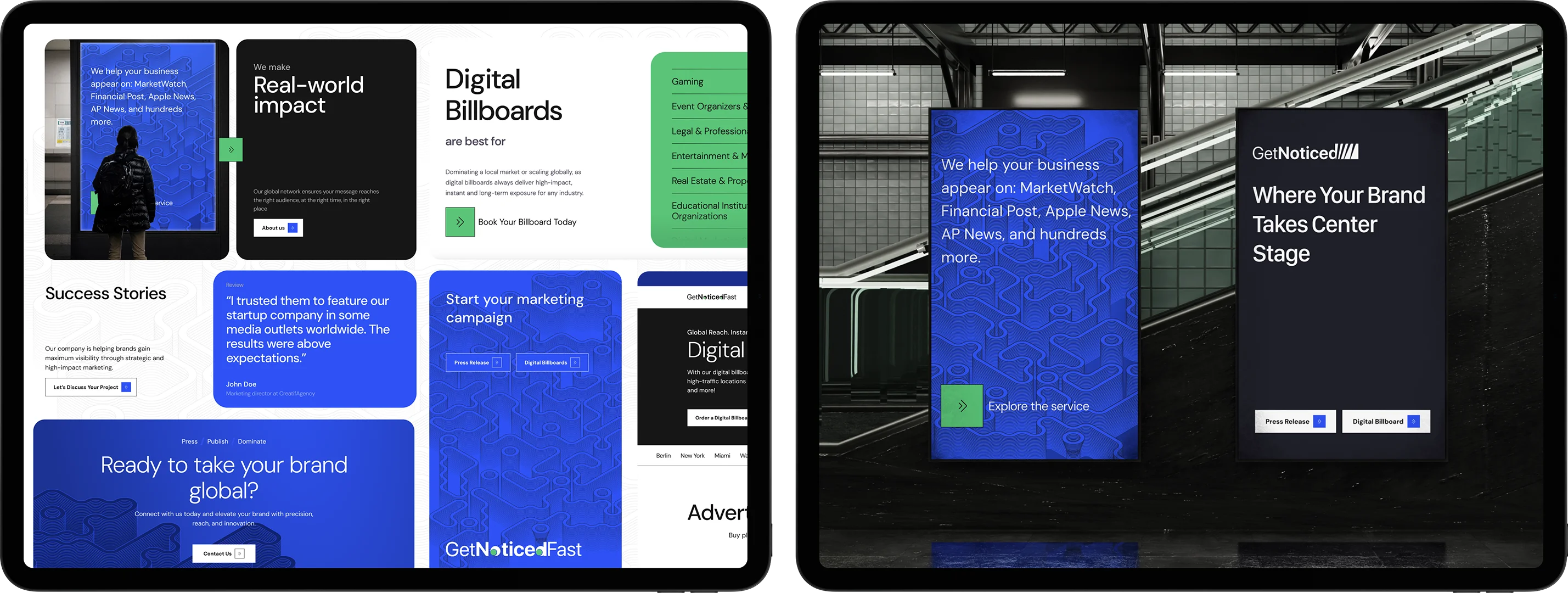 getnoticedfast pr marketing agency website