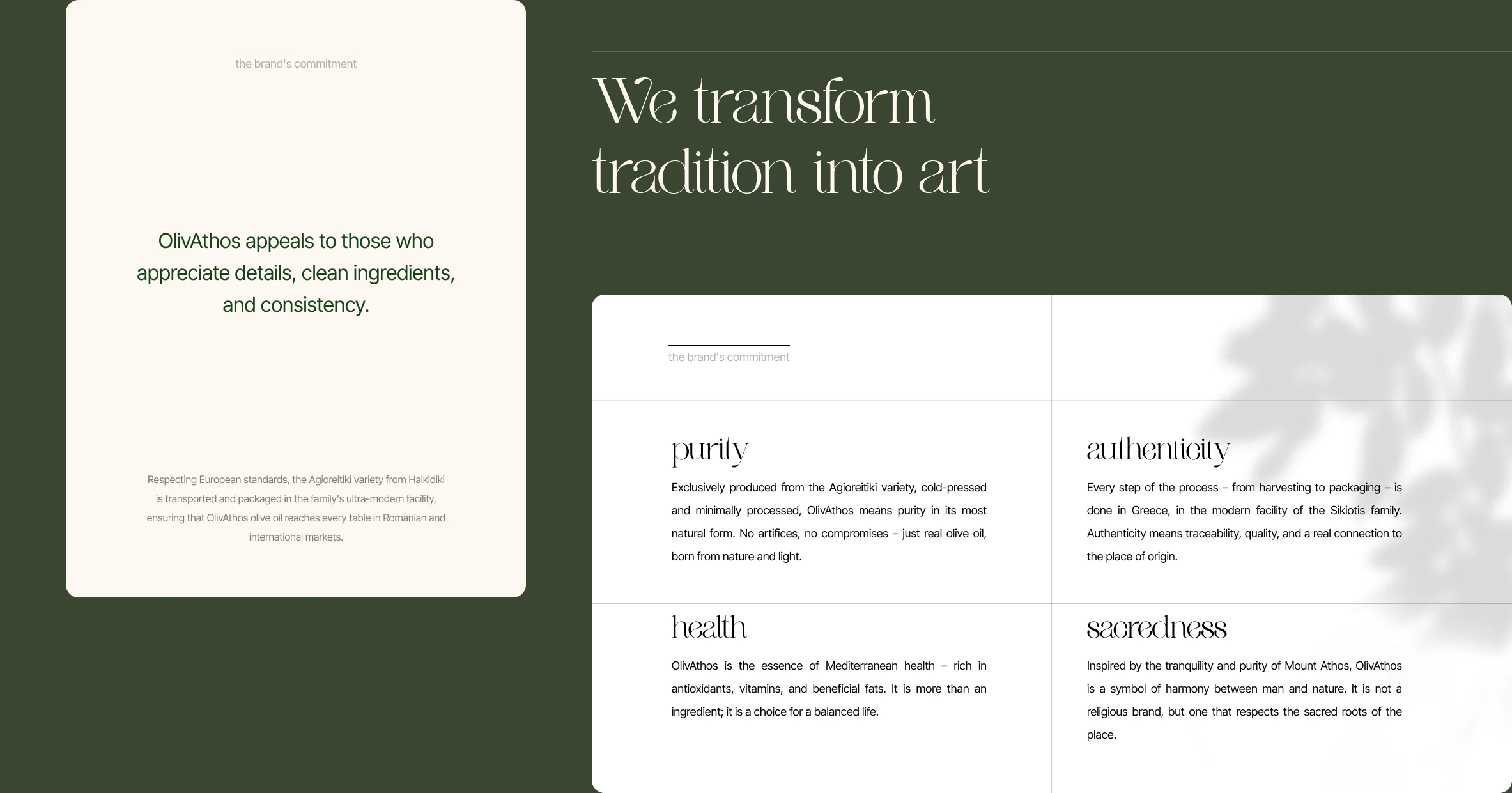 Brand values, designed by Creatif