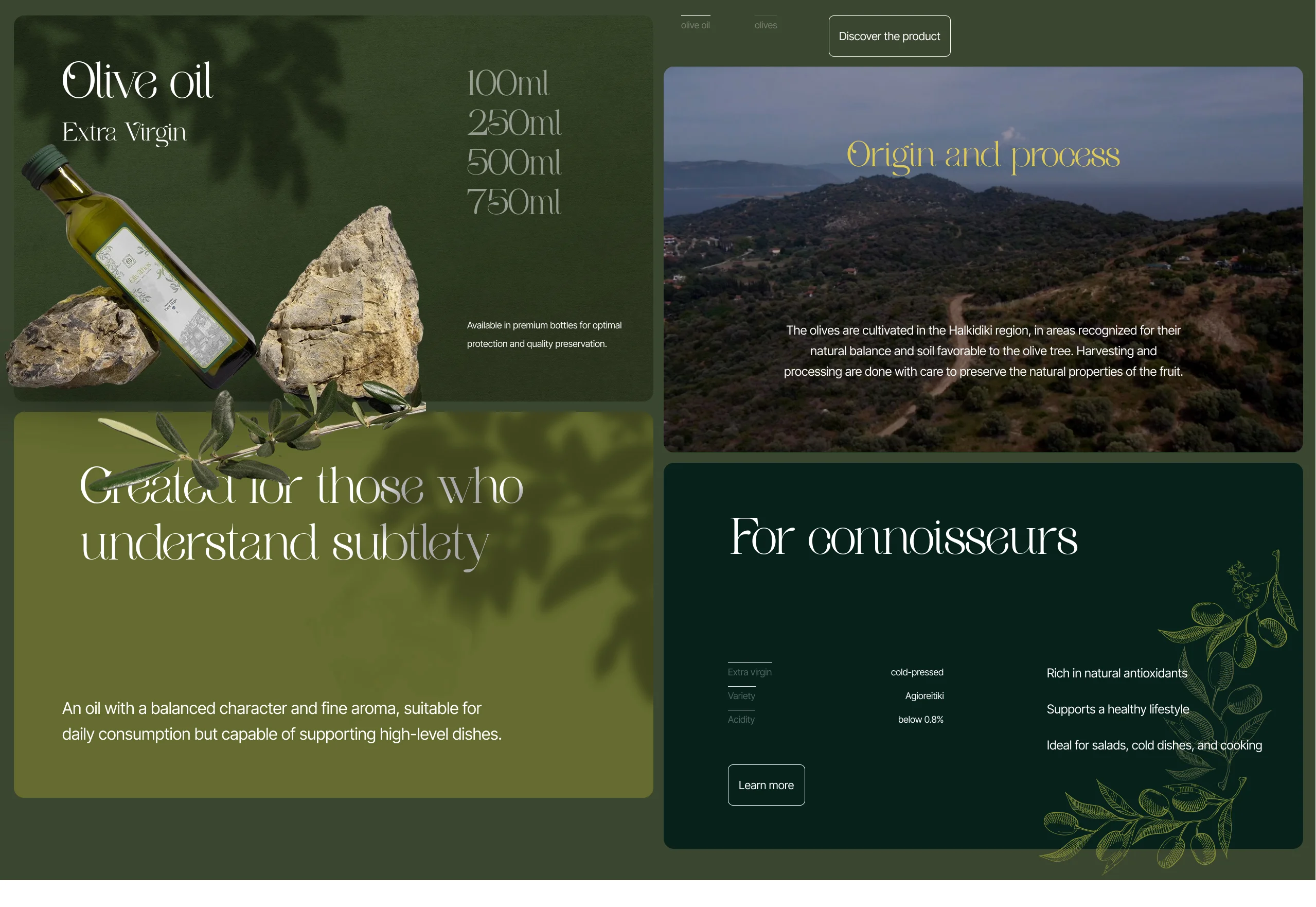 Olive Oil product, designed by Creatif