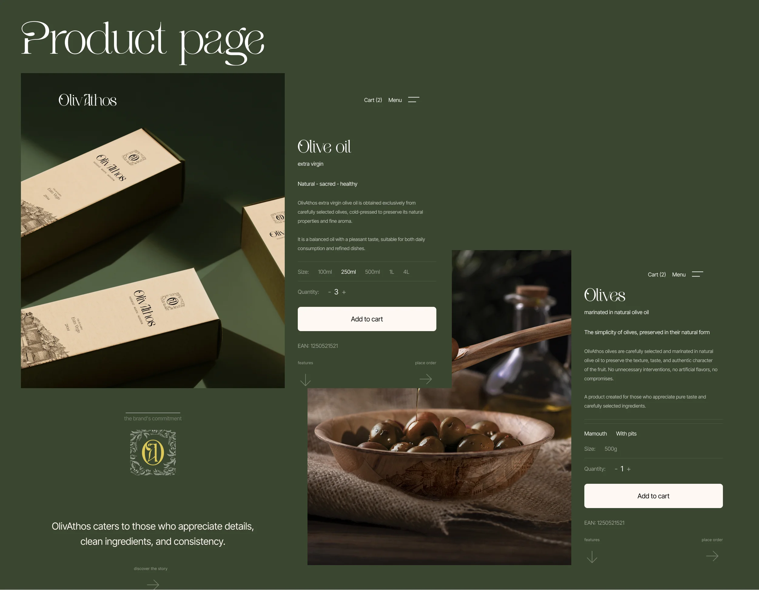 product page, designed by Creatif