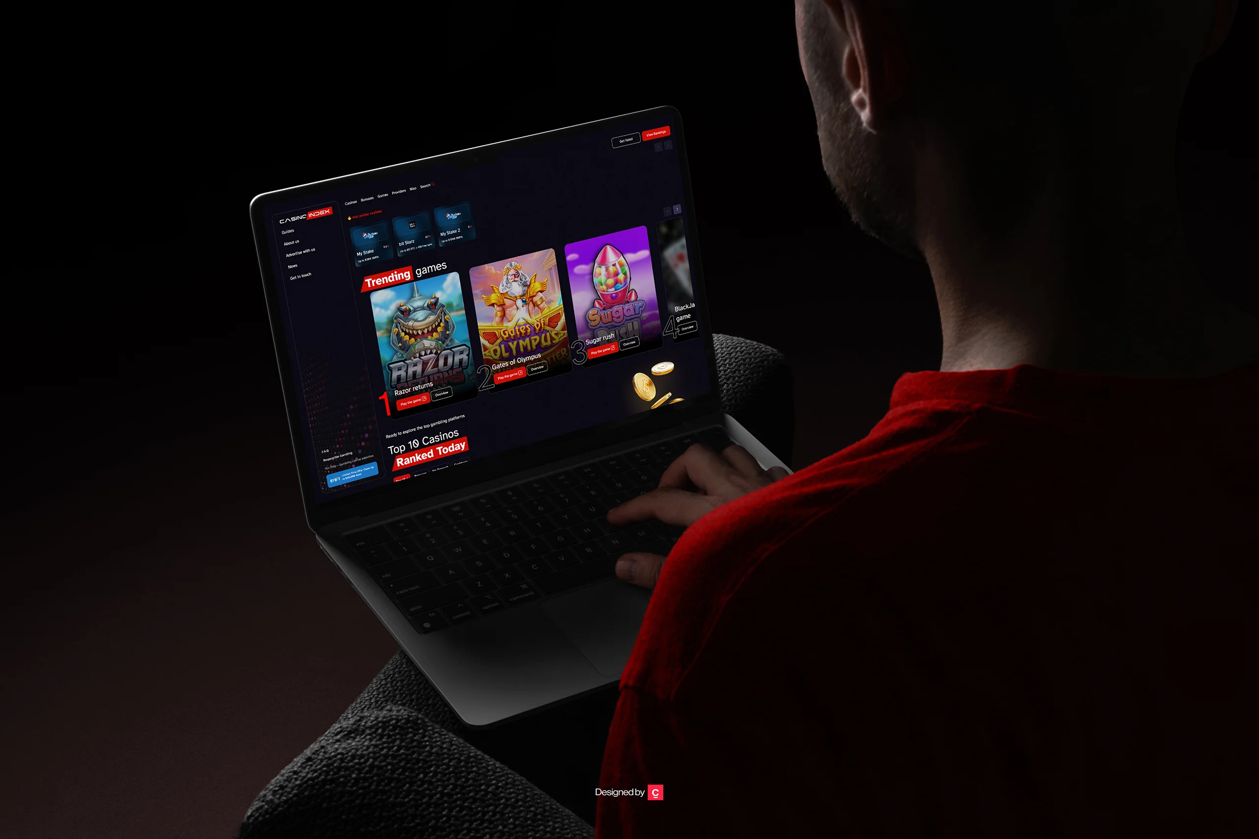 Web design for casinos, designed by Creatif